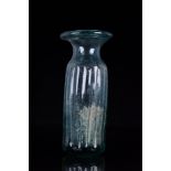 ANCIENT ROMAN OR BYZANTINE GLASS RIBBED FLASK