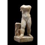 LARGE ROMAN MARBLE CUPID WITH INSCRIPTION - 52CM