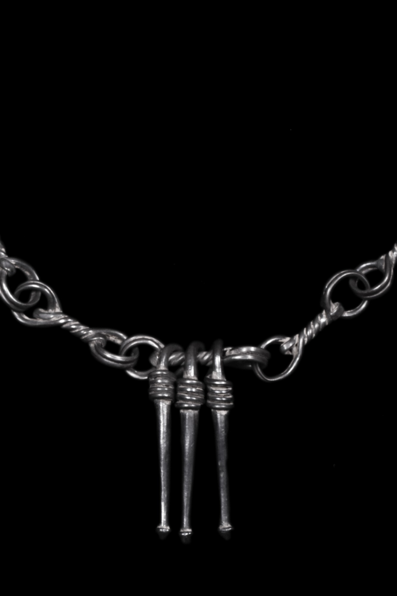 CELTIC IRON AGE SILVER NECKLACE WITH PHALLIC PENDANTS - Image 3 of 4