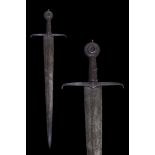 LATE MEDIEVAL IRON SWORD WITH REPORT