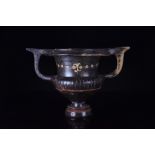 GREEK GNATHIAN BLACK-GLAZED POTTERY TWO-HANDLED CUP