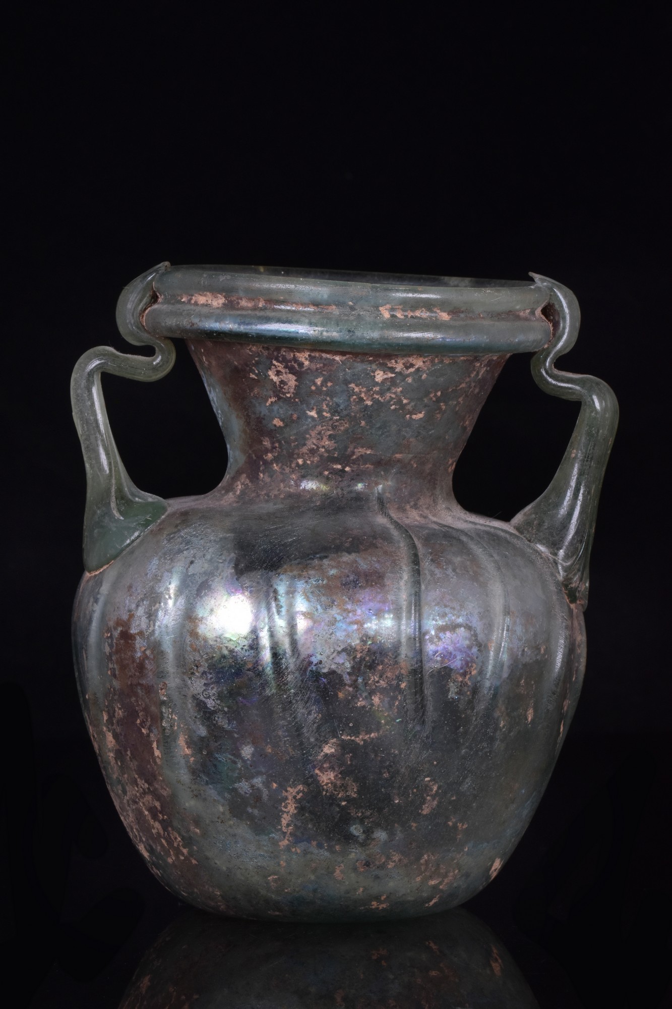 ROMAN GLASS JAR WITH HANDLES