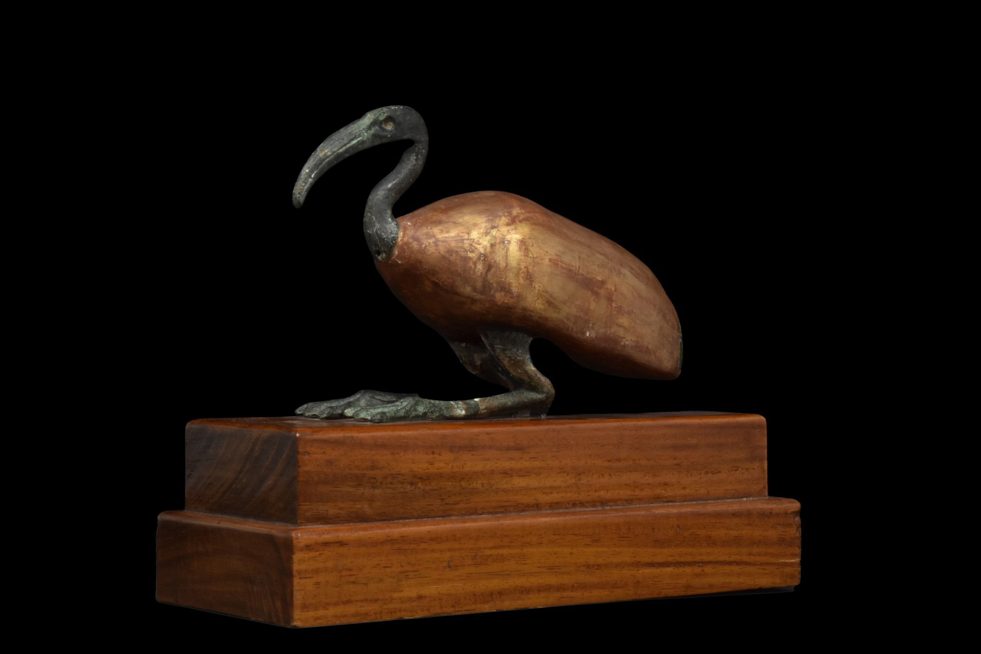LARGE ANCIENT EGYPTIAN GILT WOOD AND BRONZE IBIS - Image 2 of 4