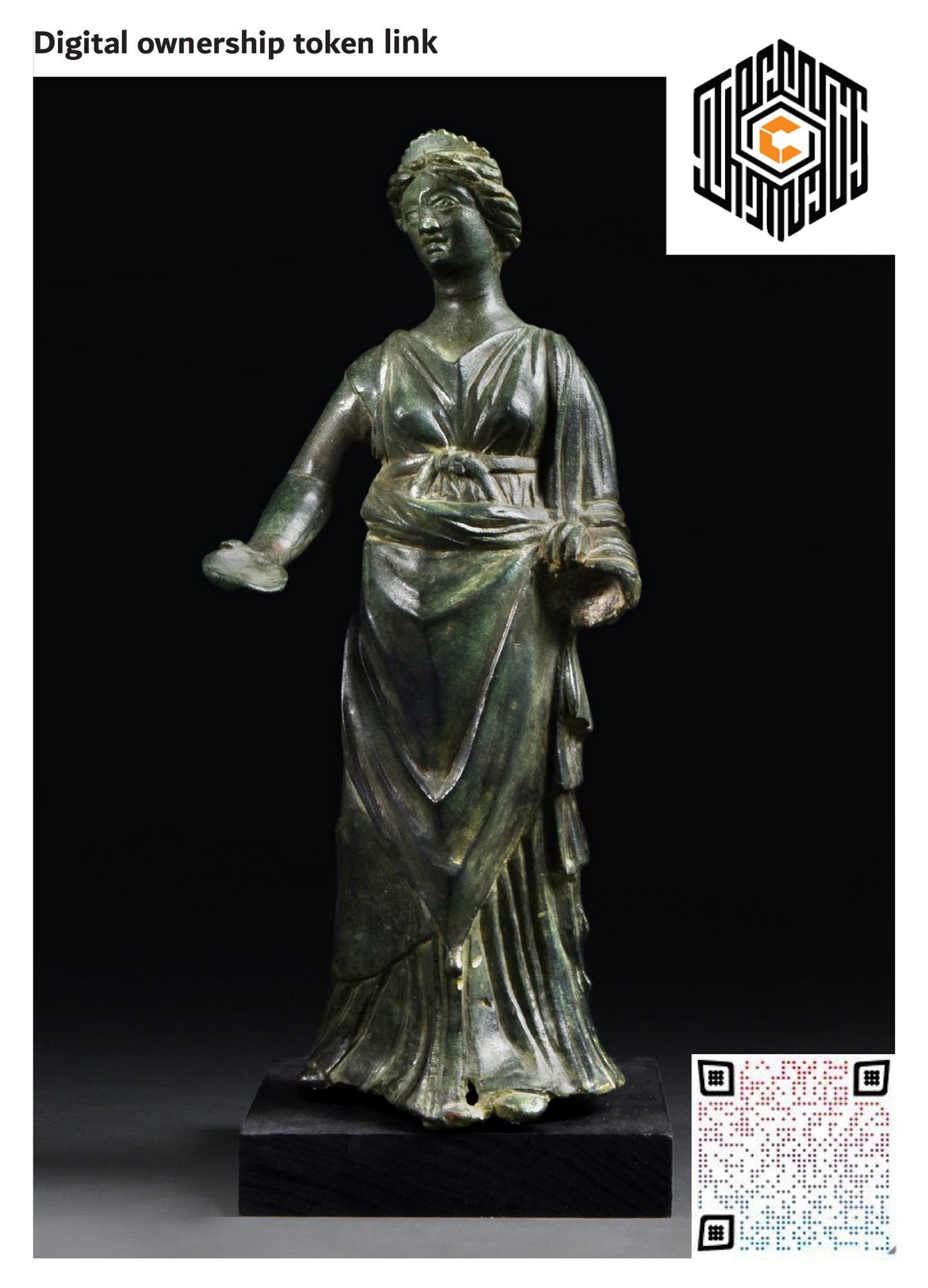 A ROMAN BRONZE FIGURE OF A GODDESS, POSSIBLY JUNO - Image 2 of 5