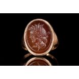 NEOCLASSICAL GOLD RING WITH STUNNING HEAD OF A GODDESS INTAGLIO