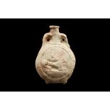 ANCIENT EGYPTIAN FAIENCE NEW YEAR'S FLASK WITH ANUBIS