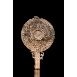 ROMAN LEAD VOTIVE MIRROR WITH DECORATION