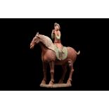 CHINESE TANG DYNASTY TERRACOTTA HORSE WITH RIDER - TL TESTED