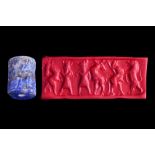 AKKAD III PERIOD LAPIS LAZULI CYLINDER SEAL