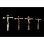 COLLECTION OF FOUR ROMAN LEGIONARY BRONZE CROSSBOW BROOCHES