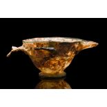 ANCIENT ROMAN GLASS SPOUTED BOWL