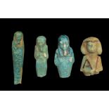 ANCIENT EGYPTIAN GROUP OF THREE FAIENCE USHABTIS