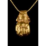 ROMAN GOLD BULLA MANUS FICA SHAPED PENDANT