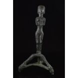 SYRO-PHOENICIAN BRONZE TRIPOD STAND WITH A NUDE FEMALE