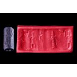 ISIN LARSA / OLD BABYLONIAN BLACK STONE CYLINDER SEAL