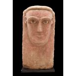 SOUTH ARABIAN STONE FACE STELE WITH INLAID EYES