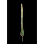 ANCIENT BRONZE LONG SPEARHEAD