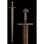 LATE VIKING / NORMAN SWORD WITH ANGULAR TEA COSY POMMEL