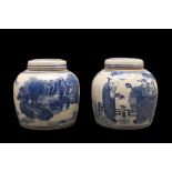 PAIR OF CHINESE BLUE AND WHITE PORCELAIN JARS