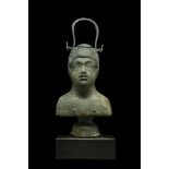 ROMAN BRONZE HUMAN HEAD BALSAMARIUM