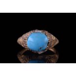 SELJUK GOLD RING WITH NIELLO DECORATION AND TURQUOISE