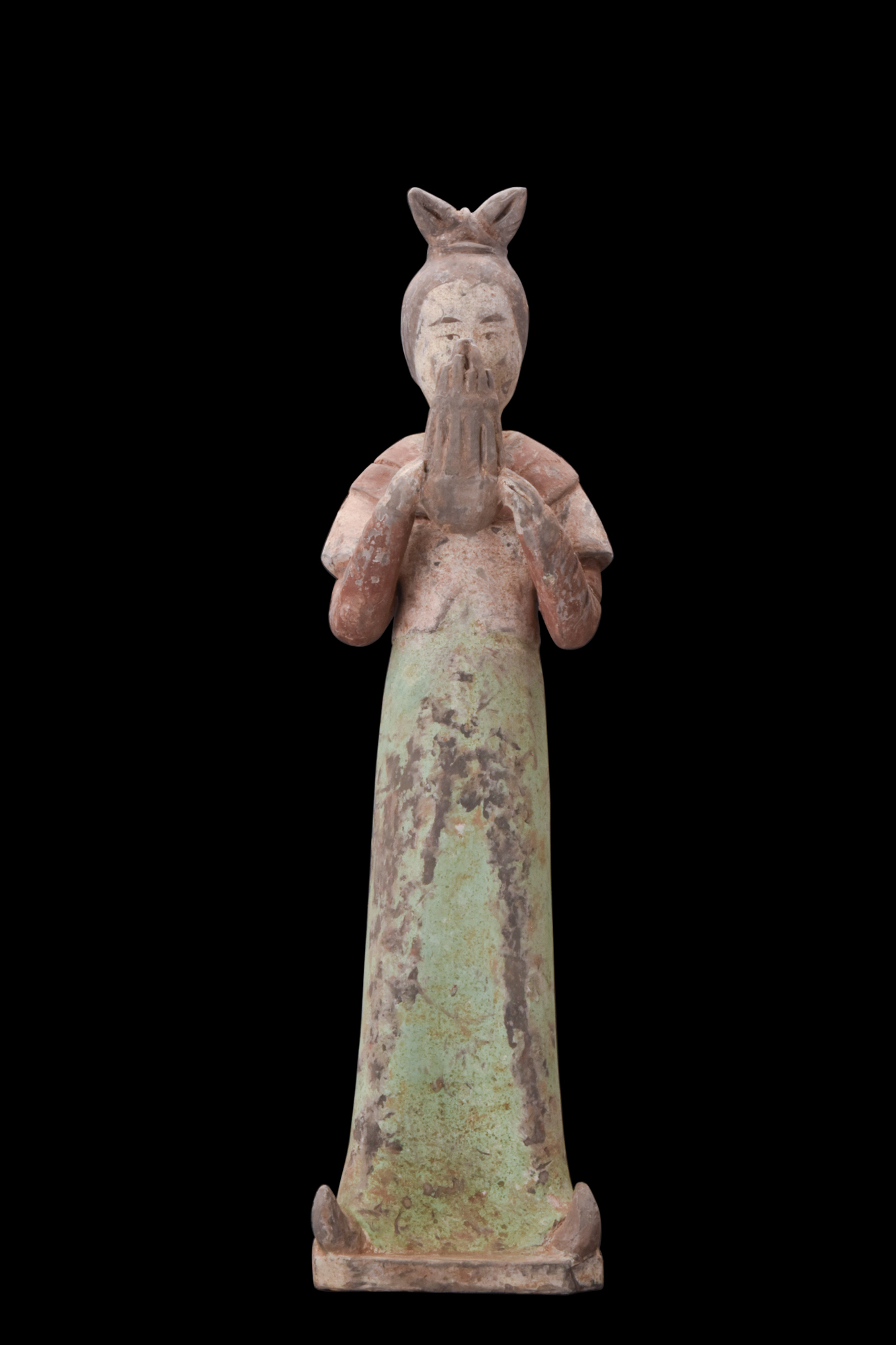 CHINESE TANG DYNASTY TERRACOTTA STANDING FEMALE MUSICIAN - TL TESTED - Image 2 of 6