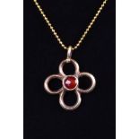BYZANTINE GOLD CROSS WITH RED CABOCHON