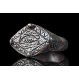 VIKING AGE BRONZE RING WITH DECORATION