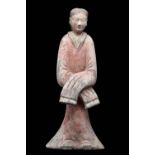 LARGE CHINESE HAN DYNASTY POTTERY LADY - TL TESTED