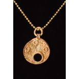 MEDIEVAL GILT BRONZE LUNAR PENDANT