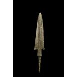 ANCIENT BRONZE SPEARHEAD