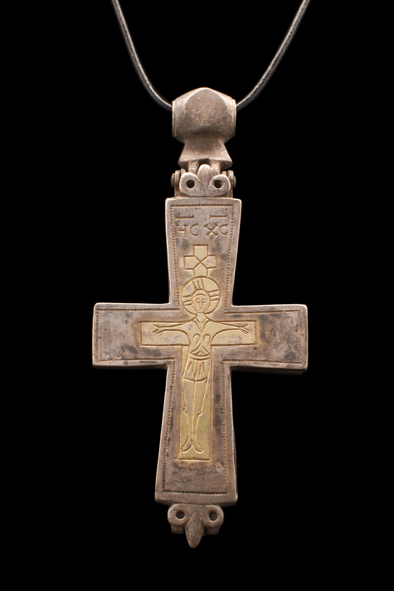 BYZANTINE SILVER GILT RELIQUARY CROSS