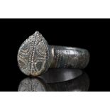 BYZANTINE BRONZE RING WITH SHIELD-SHAPED BEZEL