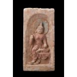 CHINESE, NORTHERN WEI TERRACOTTA TILE WITH BUDDHA - TL TESTED