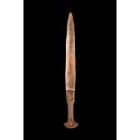 ANCIENT BRONZE DAGGER WITH HANDLE