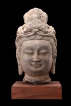 CHINESE SUI DYNASTY STONE HEAD OF BUDDHA