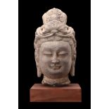 CHINESE SUI DYNASTY STONE HEAD OF BUDDHA