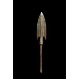 ANCIENT BRONZE SPEARHEAD