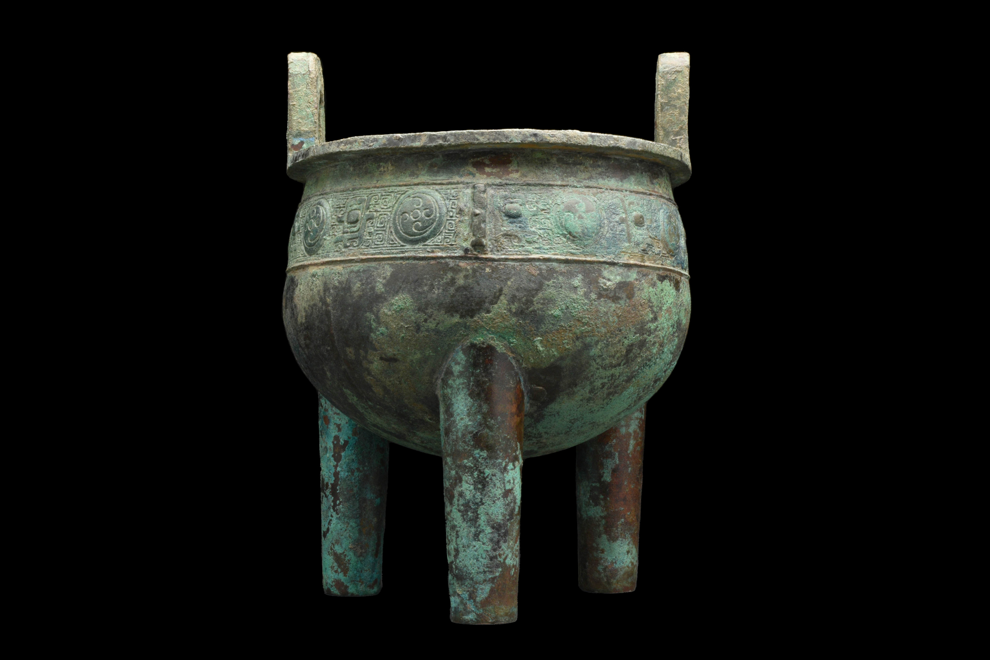 RARE LARGE BRONZE RITUAL TRIPOD FOOD VESSEL (DING)