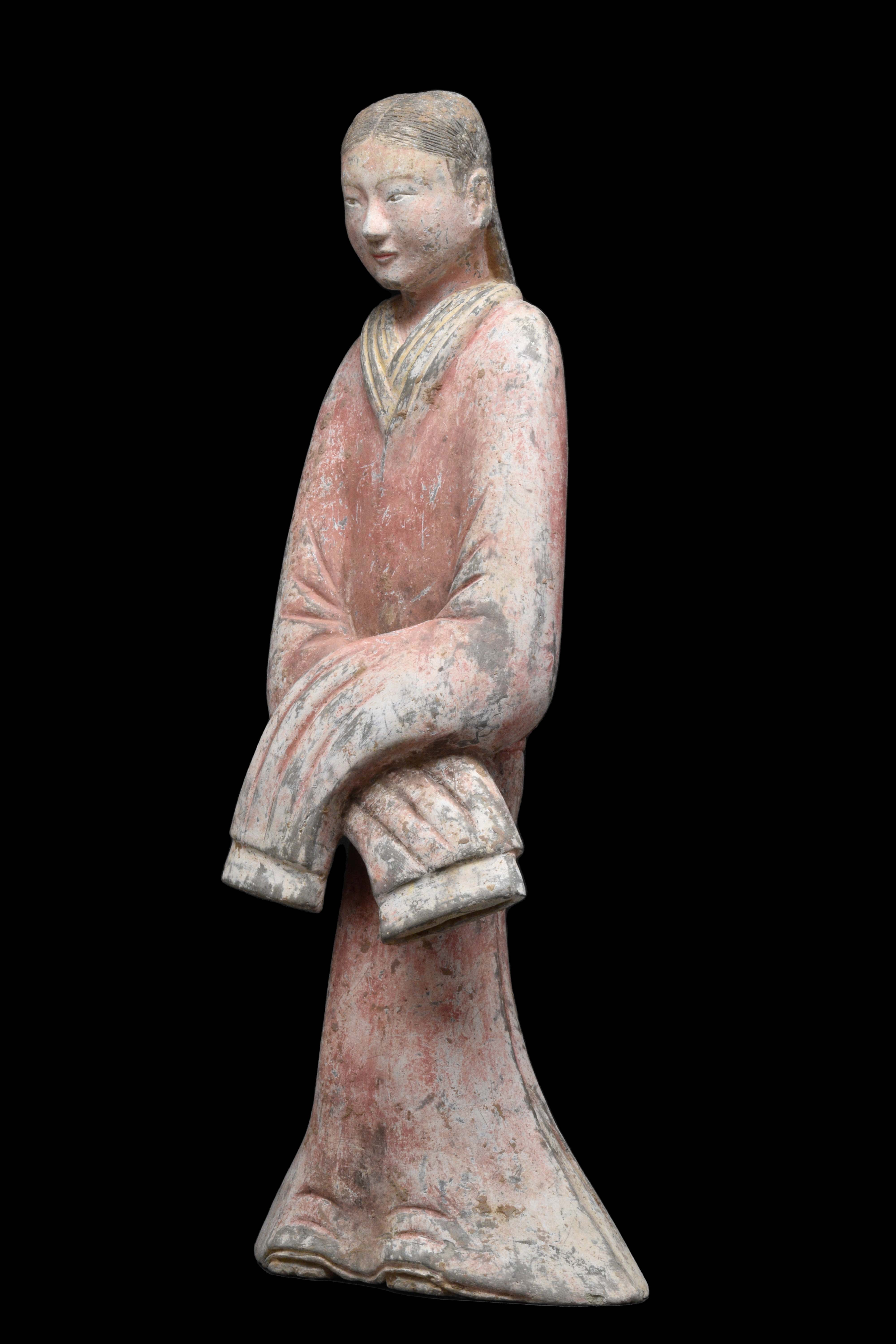 LARGE CHINESE HAN DYNASTY POTTERY LADY - TL TESTED - Image 2 of 6