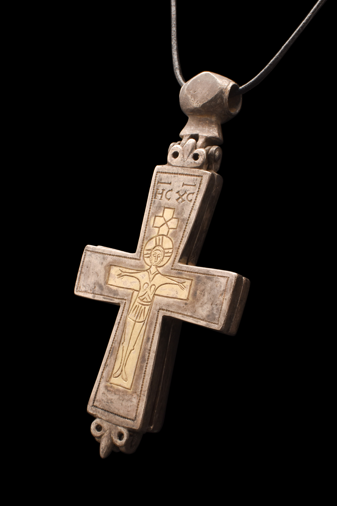 BYZANTINE SILVER GILT RELIQUARY CROSS - Image 2 of 3