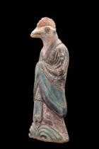CHINESE MING DYNASTY GLAZED TERRACOTTA ZODIAC FIGURE (ROOSTER)