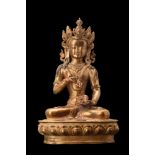 TIBETAN GILT BRONZE FIGURE OF VAJRASATTVA