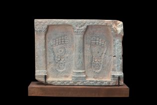 GANDHARAN SCHIST FOOTPRINTS OF THE BUDDHA (BUDDHAPADMA) PANEL