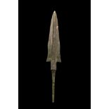 ANCIENT BRONZE SPEARHEAD