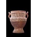 ANCIENT PERSIAN TERRACOTTA VESSEL WITH RAM HANDLES - TL TESTED