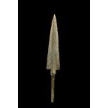 ANCIENT BRONZE SPEARHEAD