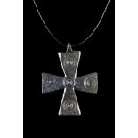 BYZANTINE BRONZE CROSS PENDANT WITH FIVE WOUNDS OF CHRIST