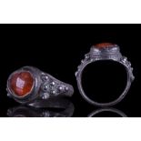 BYZANTINE SILVER RING WITH RED STONE