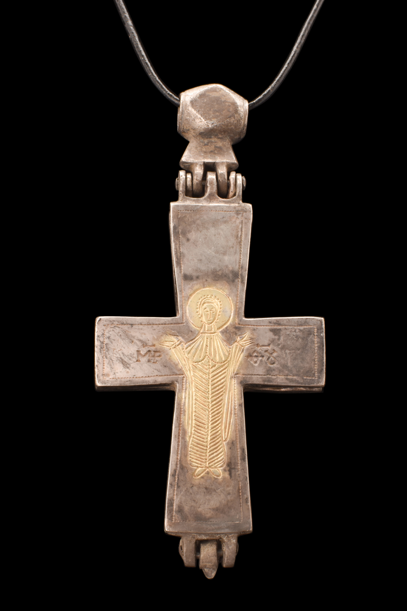 BYZANTINE SILVER GILT RELIQUARY CROSS - Image 3 of 3